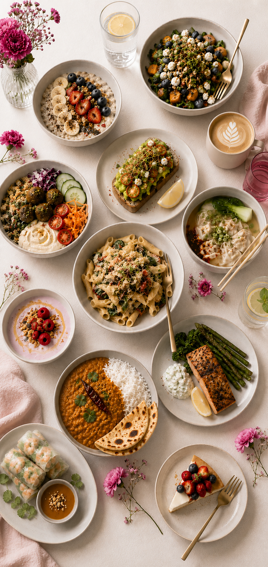 A colourful selection of balanced meals